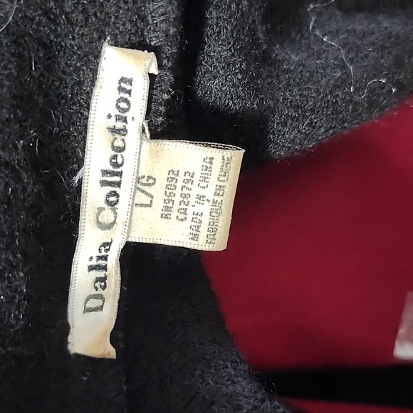 Womens 100% wool coat black 3/4 length Size large Dalia Collection - Picture 7 of 8